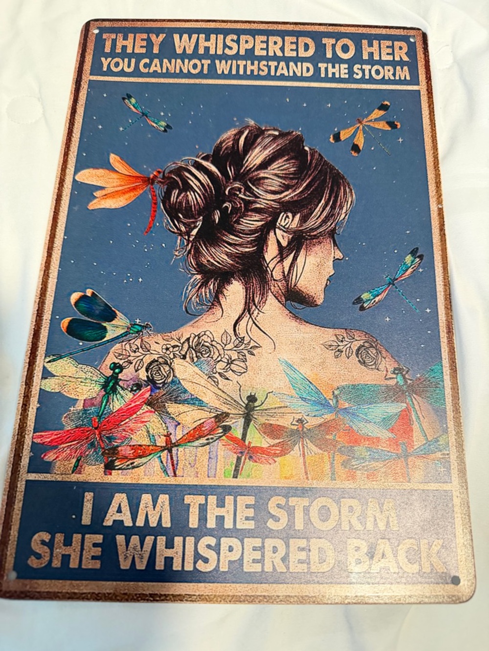 I Am The Storm Inspirational Blue Dragonfly Wall Poster - Picture 2 of 4